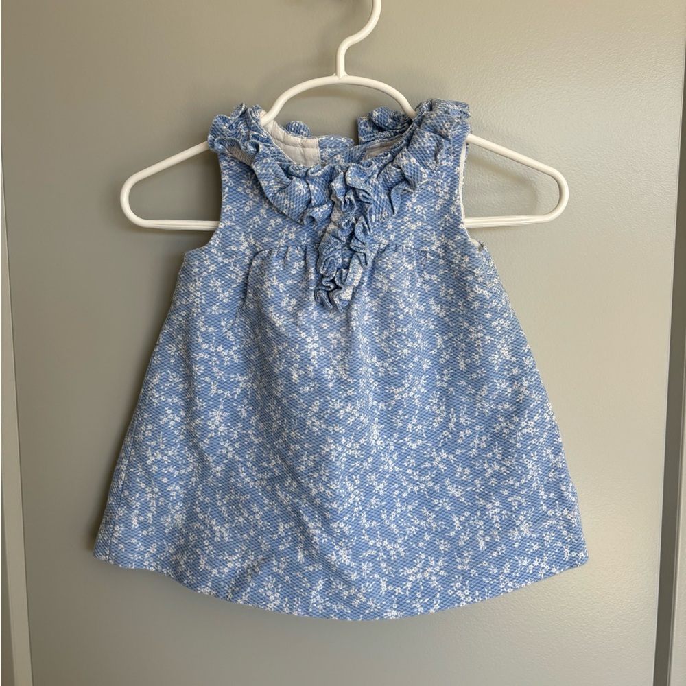 Zara baby blue button down back dress ruffle 9-12 month